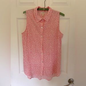 Sleeveless blouse, drop hem